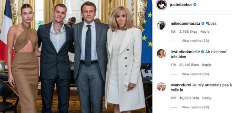 Justin Bieber yahuye na perezida Emmanuel Macron