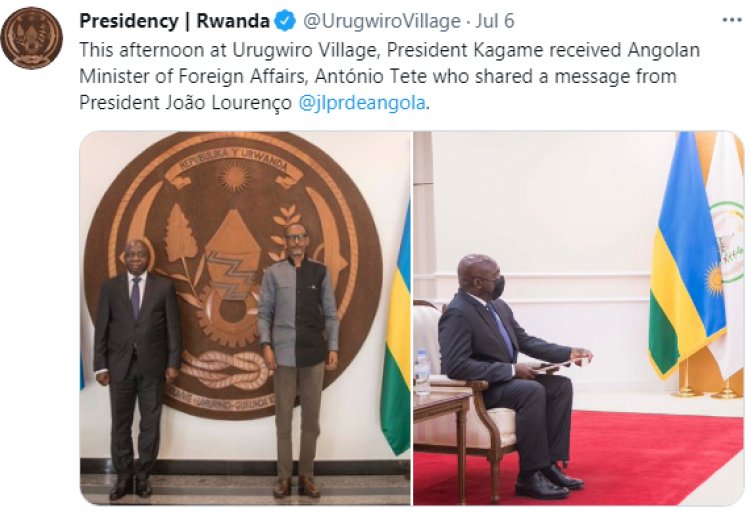 Perezida Kagame yakiriye minisitiri Antonio Tete wamuzaniye ubutumwa bwagizwe ibanga-amafoto