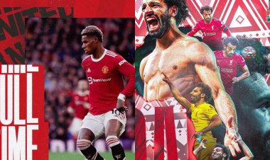 Premier League: Liverpool yahaye Manchester United isomo rya ruhago , Mohamed Salah yandika amateka