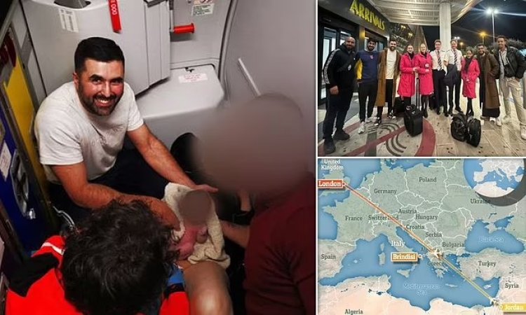 Umugabo arimo gushimagizwa nyuma yo kubyariza umubyeyi mu kirere